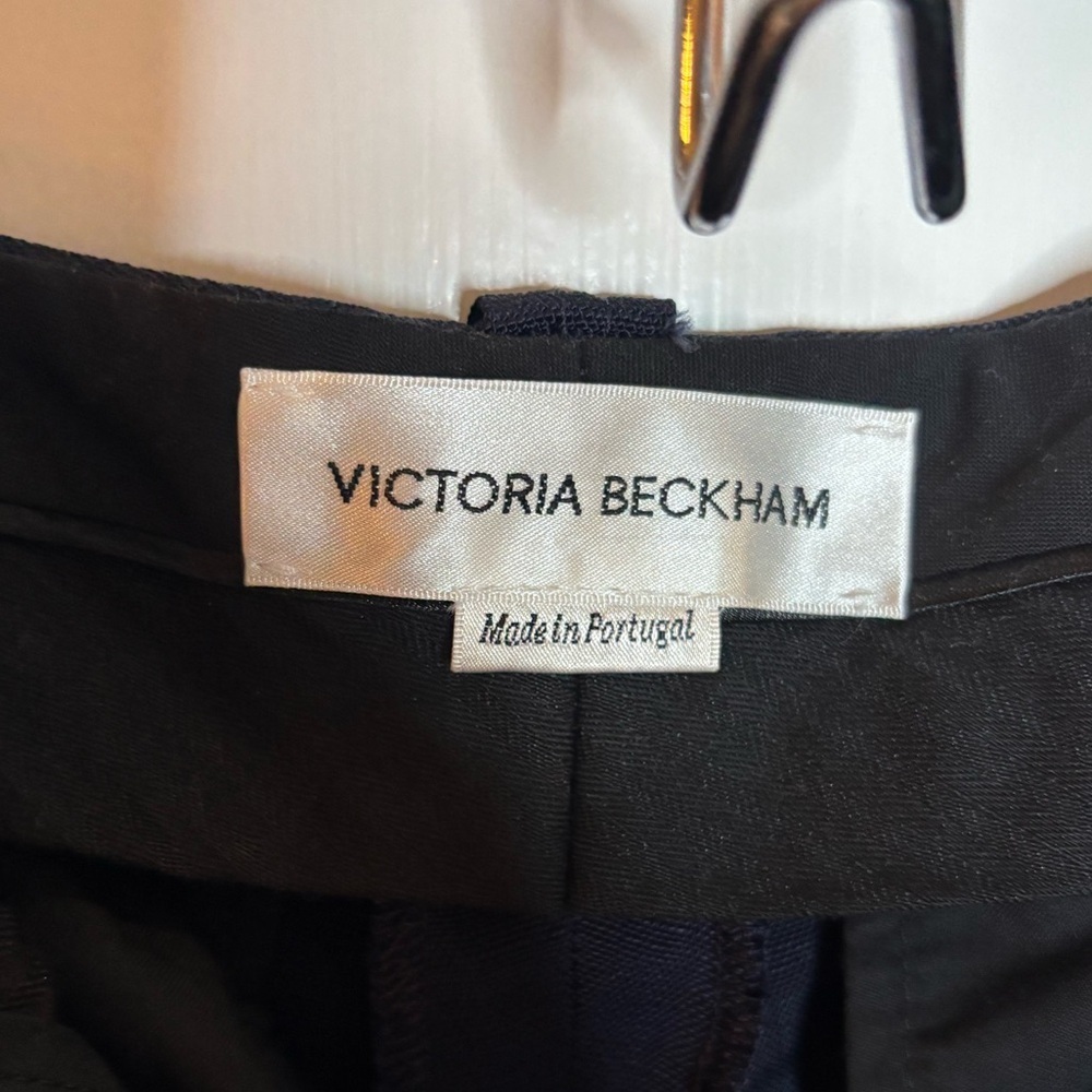 EUC Victoria Beckham Navy Women's Trousers textured viscose size 6 - Picture 5 of 11